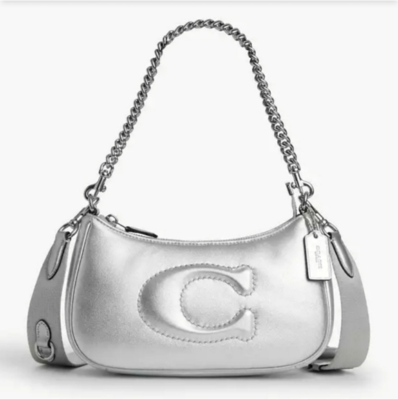 NEW! Teri Shoulder Bag in Signature Canvas in Gold/Chalk/Glacier White-SOLD OUT! - Picture 6 of 9